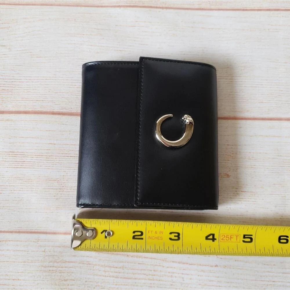 Authentic Cartier Leather Compact Unisex Wallet Black Designer Classic Piece